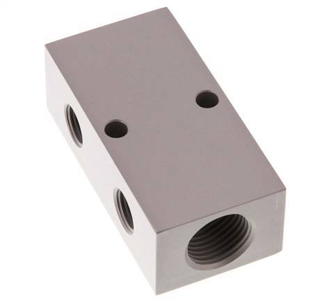 2xG 1/2'' x 4xG 1/4'' Aluminium Distributor Block Double-sided 16 Bar
