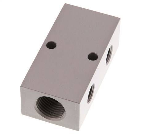 2xG 1/2'' x 4xG 1/4'' Aluminium Distributor Block Double-sided 16 Bar