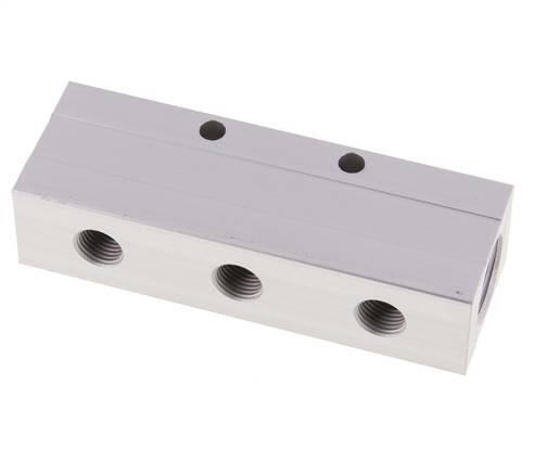 2xG 1/2'' x 6xG 1/4'' Aluminium Distributor Block Double-sided 16 Bar