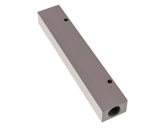 2xG 1/2'' x 6xG 1/4'' Aluminium Distributor Block One-sided 16 Bar