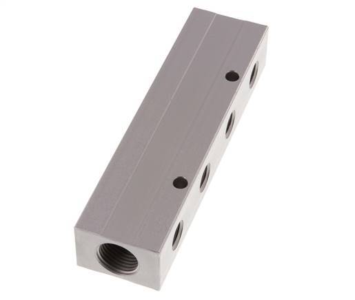 2xG 1/2'' x 8xG 1/4'' Aluminium Distributor Block Double-sided 16 Bar