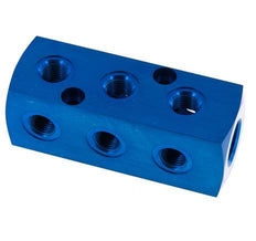1xG 1/2'' x 9xG 1/4'' Aluminium Distributor Block One-sided 16 Bar