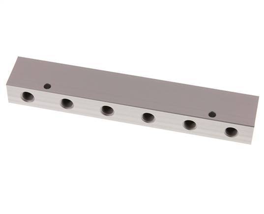 2xG 1/4'' x 12xG 1/8'' Aluminium Distributor Block Double-sided 16 Bar