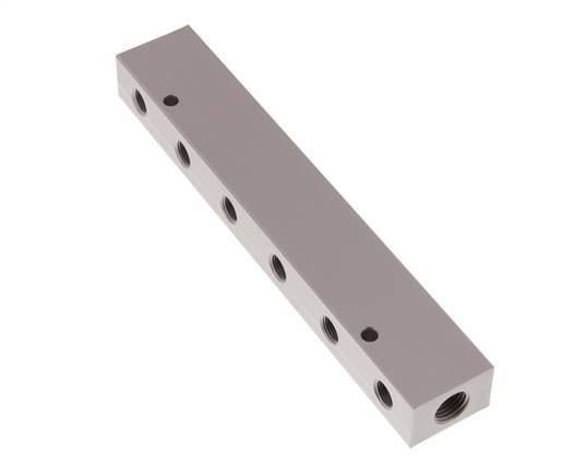 2xG 1/4'' x 12xG 1/8'' Aluminium Distributor Block Double-sided 16 Bar