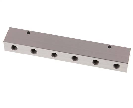 2xG 1/4'' x 12xG 1/8'' Aluminium Distributor Block Double-sided 16 Bar