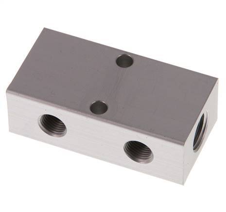 2xG 1/4'' x 2xG 1/8'' Aluminium Distributor Block One-sided 16 Bar