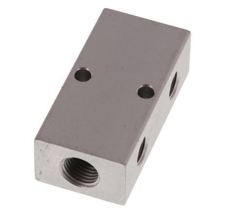 2xG 1/4'' x 4xG 1/8'' Aluminium Distributor Block Double-sided 16 Bar