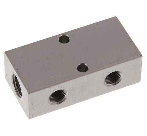 2xG 1/4'' x 4xG 1/8'' Aluminium Distributor Block Double-sided 16 Bar