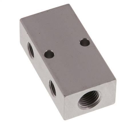 2xG 1/4'' x 4xG 1/8'' Aluminium Distributor Block Double-sided 16 Bar