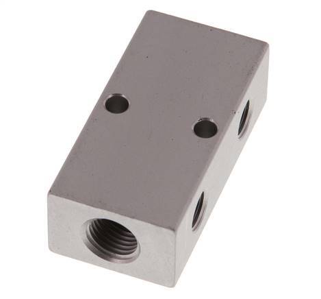2xG 1/4'' x 4xG 1/8'' Aluminium Distributor Block Double-sided 16 Bar