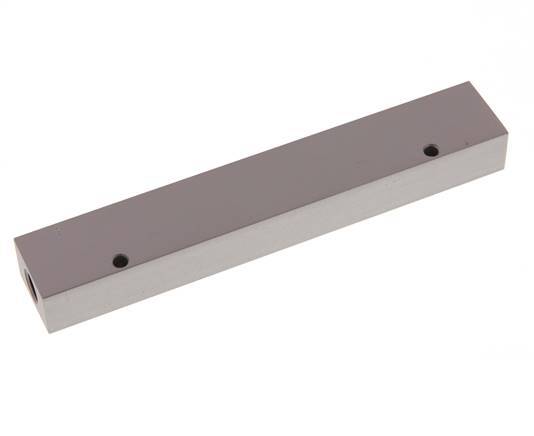 2xG 1/4'' x 6xG 1/8'' Aluminium Distributor Block One-sided 16 Bar