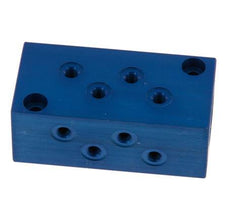 2xG 1/4'' x 8xM5 Aluminium Distributor Block One-sided 16 Bar