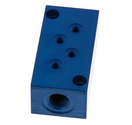 2xG 1/4'' x 8xM5 Aluminium Distributor Block One-sided 16 Bar