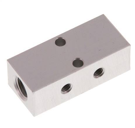 2xG 1/8'' x 2xM5 Aluminium Distributor Block One-sided 16 Bar