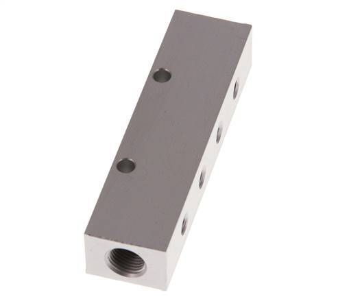 2xG 1/8'' x 4xM5 Aluminium Distributor Block One-sided 16 Bar