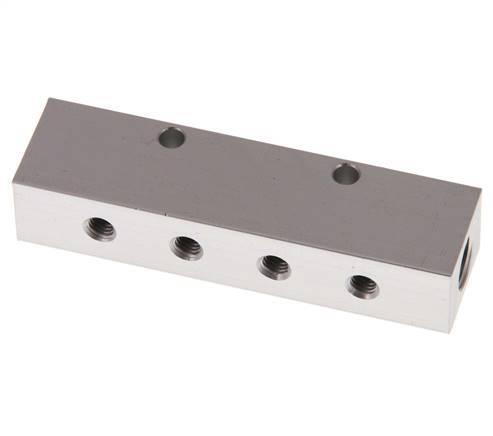 2xG 1/8'' x 4xM5 Aluminium Distributor Block One-sided 16 Bar