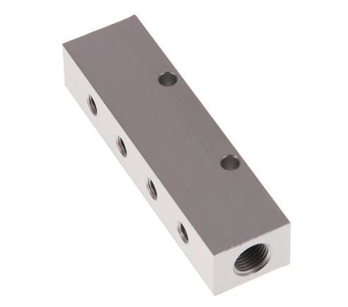 2xG 1/8'' x 4xM5 Aluminium Distributor Block One-sided 16 Bar