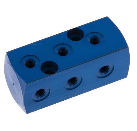1xG 1/8'' x 9xM5 Aluminium Distributor Block One-sided 16 Bar