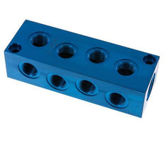 2xG 3/4'' x 8xG 1/2'' Aluminium Distributor Block One-sided 16 Bar