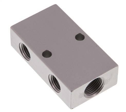 2xG 3/8'' x 4xG 1/4'' Aluminium Distributor Block Double-sided 16 Bar