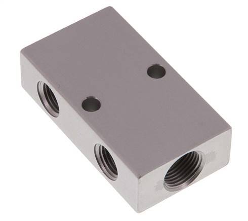 2xG 3/8'' x 4xG 1/4'' Aluminium Distributor Block Double-sided 16 Bar