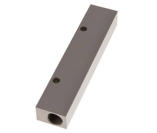 2xG 3/8'' x 4xG 1/4'' Aluminium Distributor Block One-sided 16 Bar