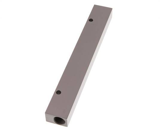 2xG 3/8'' x 6xG 1/4'' Aluminium Distributor Block One-sided 16 Bar