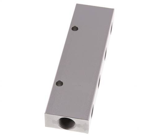 2xG 3/8'' x 8xG 1/4'' Aluminium Distributor Block Double-sided 16 Bar