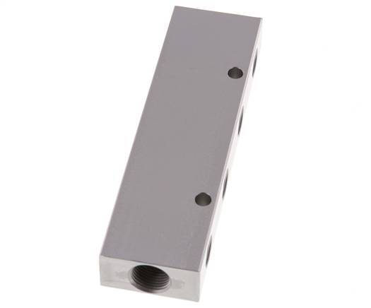 2xG 3/8'' x 8xG 1/4'' Aluminium Distributor Block Double-sided 16 Bar