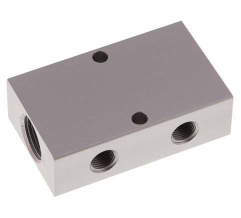 2xG 3/8'' x 4xG 1/8'' Aluminium Distributor Block Double-sided 16 Bar