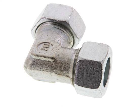 22L Zinc plated Steel 90 deg Elbow Cutting ring 160 Bar DIN 2353