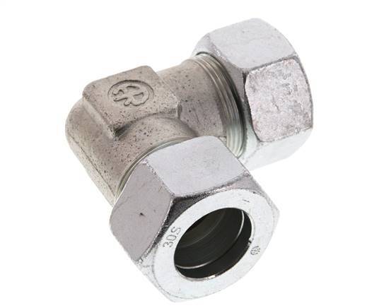 30S Zinc plated Steel 90 deg Elbow Cutting ring 400 Bar DIN 2353