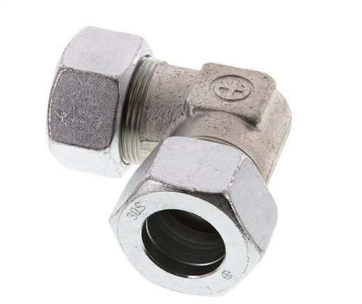 30S Zinc plated Steel 90 deg Elbow Cutting ring 400 Bar DIN 2353