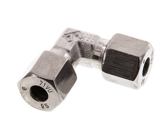 8S Stainless steel 90 deg Elbow Cutting ring 630 Bar DIN 2353