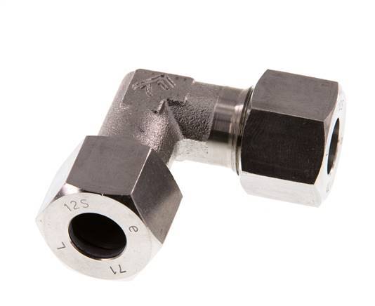 12S Stainless steel 90 deg Elbow Cutting ring 630 Bar DIN 2353