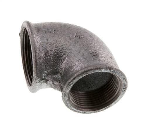 Rp 1 1/2'' x Rp 1 1/4'' Zinc plated Cast iron 90 deg Elbow Fitting 25 Bar