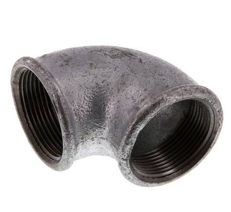 Rp 1 1/2'' Zinc plated Cast iron 90 deg Elbow Fitting 25 Bar