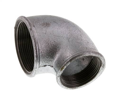 Rp 2'' x Rp 1 1/2'' Zinc plated Cast iron 90 deg Elbow Fitting 25 Bar