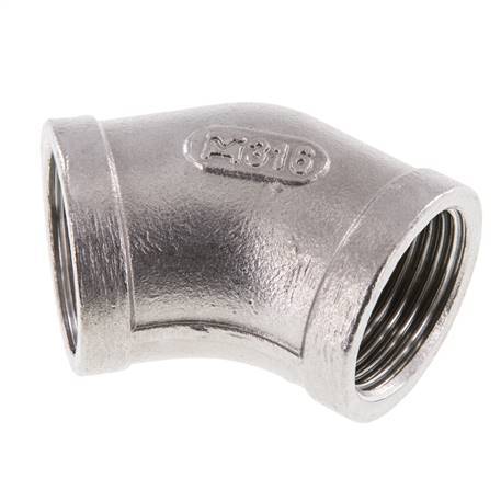 Rp 3/4'' Stainless steel 45 deg Elbow Fitting 16 Bar