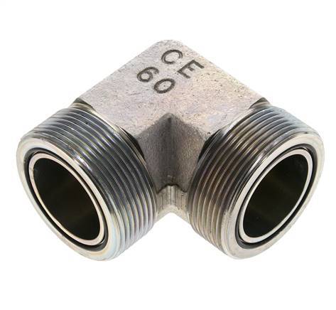 UN 2''-12 Male Zinc plated Steel 90 deg Elbow Fitting ORFS 250 Bar - Hydraulic