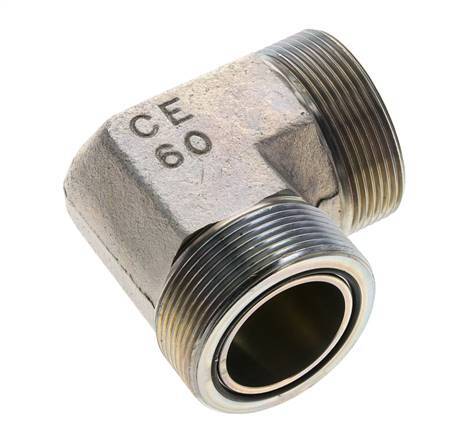 UN 2''-12 Male Zinc plated Steel 90 deg Elbow Fitting ORFS 250 Bar - Hydraulic
