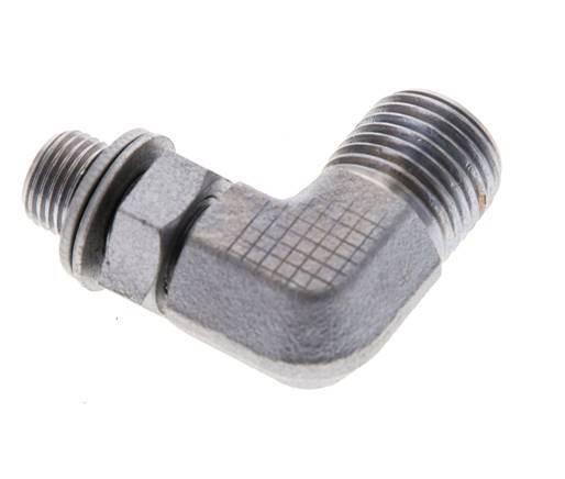 UNF 9/16''-18 x G 1/8'' Male Zinc plated Steel 90 deg Elbow Fitting ORFS 400 Bar - Hydraulic