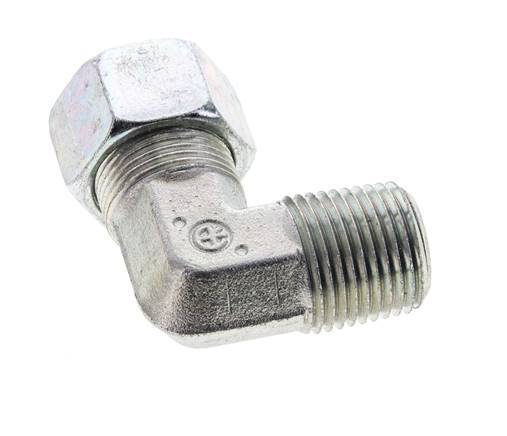 1/2'' NPT Male x 15L Zinc plated Steel 90 deg Elbow Cutting ring 315 Bar DIN 2353