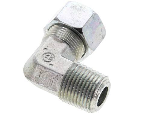 1/2'' NPT Male x 15L Zinc plated Steel 90 deg Elbow Cutting ring 315 Bar DIN 2353