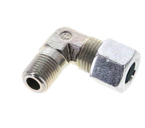 1/4'' NPT Male x 10L Zinc plated Steel 90 deg Elbow Cutting ring 315 Bar DIN 2353