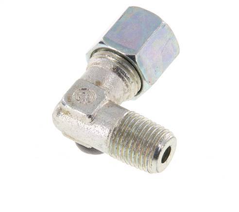 R 1/4'' Male x 8S Zinc plated Steel 90 deg Elbow Fitting 630 Bar DIN 2353