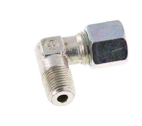 R 1/4'' Male x 8S Zinc plated Steel 90 deg Elbow Fitting 630 Bar DIN 2353