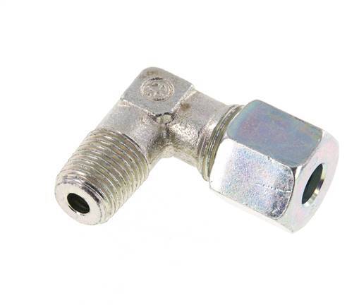 R 1/4'' Male x 8S Zinc plated Steel 90 deg Elbow Fitting 630 Bar DIN 2353