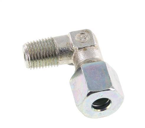 R 1/4'' Male x 8S Zinc plated Steel 90 deg Elbow Fitting 630 Bar DIN 2353