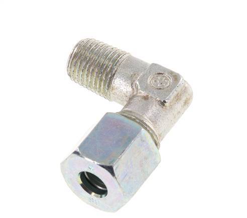 R 1/4'' Male x 8S Zinc plated Steel 90 deg Elbow Fitting 630 Bar DIN 2353